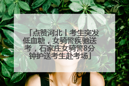 点赞河北丨考生突发低血糖，女骑警疾驰送考，石家庄女骑警8分钟护送考生赴考场