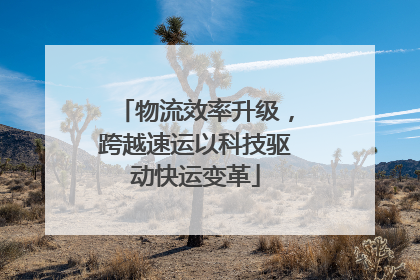 物流效率升级，跨越速运以科技驱动快运变革