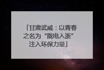 甘肃武威：以青春之名为“陇电入浙”注入环保力量