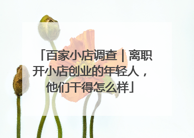 百家小店调查｜离职开小店创业的年轻人，他们干得怎么样