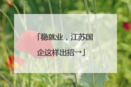 稳就业，江苏国企这样出招→