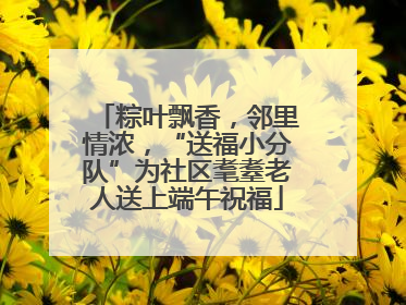 粽叶飘香，邻里情浓，“送福小分队”为社区耄耋老人送上端午祝福
