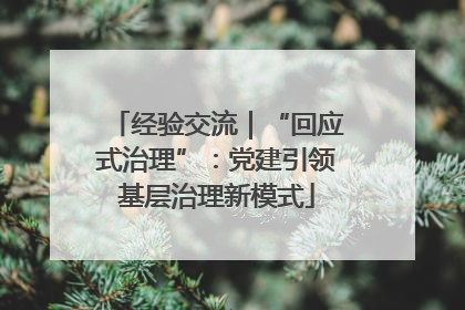 经验交流｜“回应式治理”：党建引领基层治理新模式