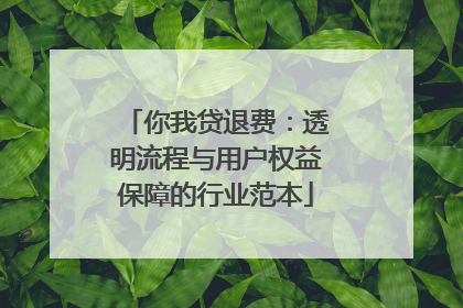 你我贷退费：透明流程与用户权益保障的行业范本