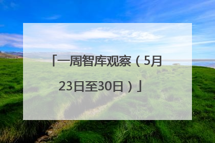 一周智库观察（5月23日至30日）