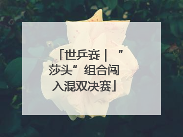世乒赛｜“莎头”组合闯入混双决赛