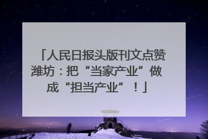 人民日报头版刊文点赞潍坊：把“当家产业”做成“担当产业”！