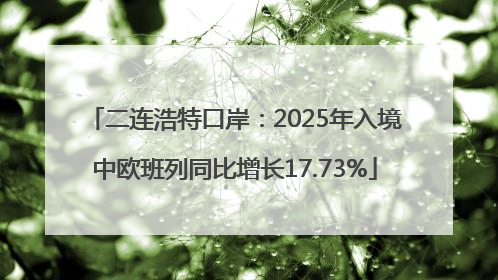 二连浩特口岸：2025年入境中欧班列同比增长17.73%