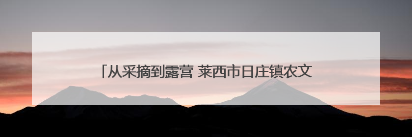 从采摘到露营 莱西市日庄镇农文旅融合带动村民年增收1.8万元