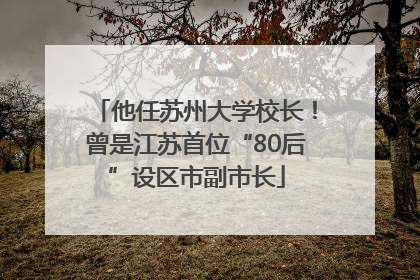 他任苏州大学校长！曾是江苏首位“80后”设区市副市长