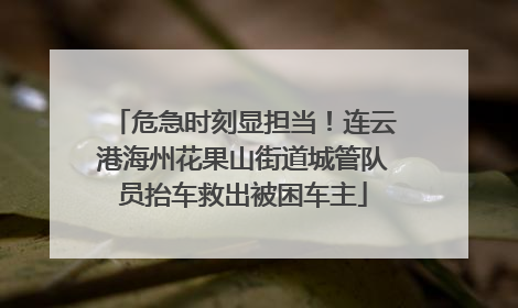 危急时刻显担当！连云港海州花果山街道城管队员抬车救出被困车主