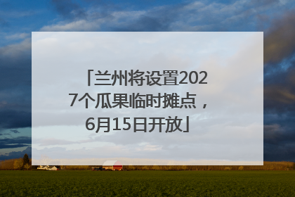 兰州将设置2027个瓜果临时摊点，6月15日开放