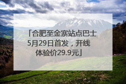 合肥至金寨站点巴士5月29日首发，开线体验价29.9元