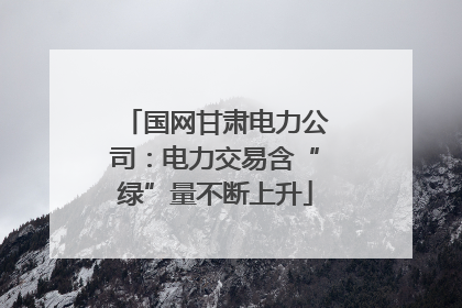 国网甘肃电力公司：电力交易含“绿”量不断上升