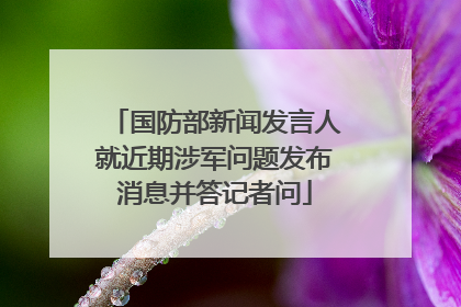 国防部新闻发言人就近期涉军问题发布消息并答记者问