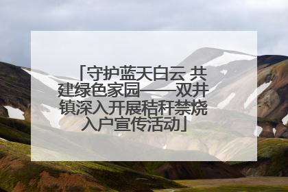 守护蓝天白云 共建绿色家园——双井镇深入开展秸秆禁烧入户宣传活动