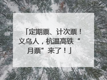 定期票、计次票！义乌人，杭温高铁“月票”来了！