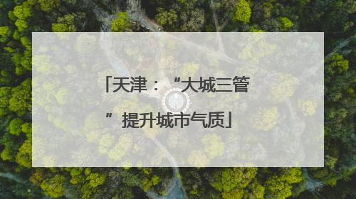 天津：“大城三管”提升城市气质