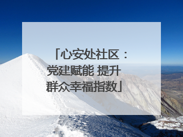 心安处社区：党建赋能 提升群众幸福指数