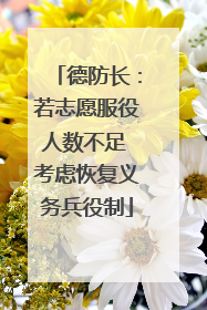 德防长：若志愿服役人数不足 考虑恢复义务兵役制