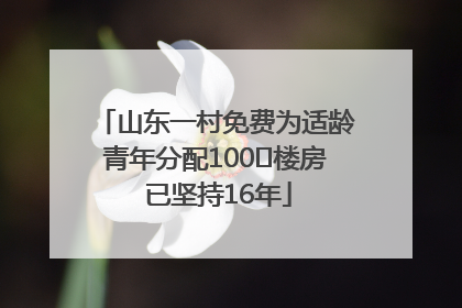 山东一村免费为适龄青年分配100㎡楼房 已坚持16年