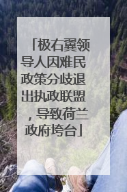 极右翼领导人因难民政策分歧退出执政联盟，导致荷兰政府垮台
