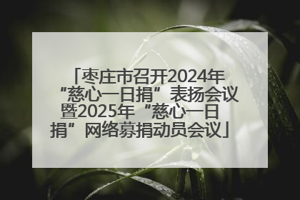 枣庄市召开2024年“慈心一日捐”表扬会议暨2025年“慈心一日捐”网络募捐动员会议