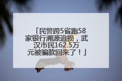 民警跨5省跑58家银行溯源追损，武汉市民162.5万元被骗款回来了！