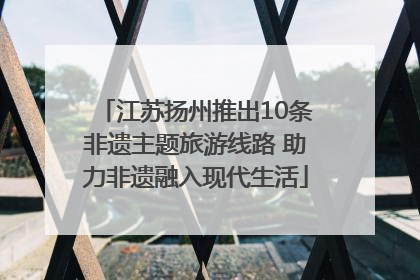 江苏扬州推出10条非遗主题旅游线路 助力非遗融入现代生活