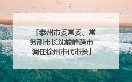 泰州市委常委、常务副市长沈峻峰跨市调任徐州市代市长