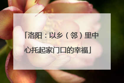 洛阳：以乡（邻）里中心托起家门口的幸福