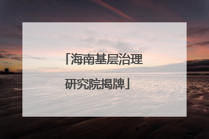 海南基层治理研究院揭牌