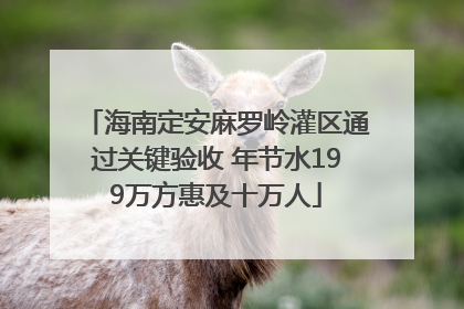 海南定安麻罗岭灌区通过关键验收 年节水199万方惠及十万人