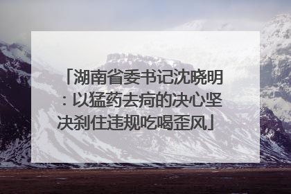 湖南省委书记沈晓明：以猛药去疴的决心坚决刹住违规吃喝歪风