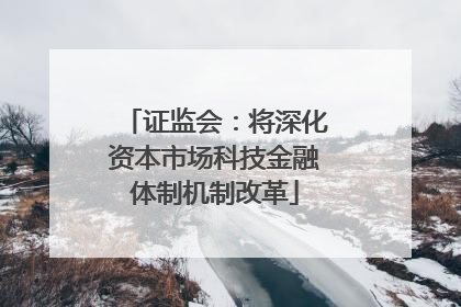 证监会：将深化资本市场科技金融体制机制改革