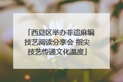西夏区举办非遗麻编技艺阅读分享会 指尖技艺传递文化温度