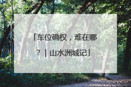 车位确权，难在哪？｜山水洲城记