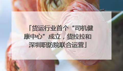 货运行业首个“司机健康中心”成立，货拉拉和深圳职防院联合运营