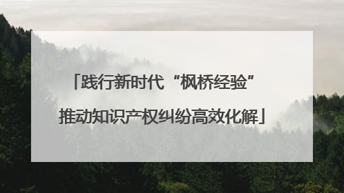 践行新时代“枫桥经验” 推动知识产权纠纷高效化解