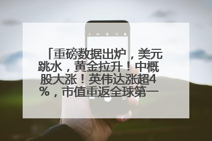 重磅数据出炉，美元跳水，黄金拉升！中概股大涨！英伟达涨超4%，市值重返全球第一！黄仁勋计划出售至多600万股股票