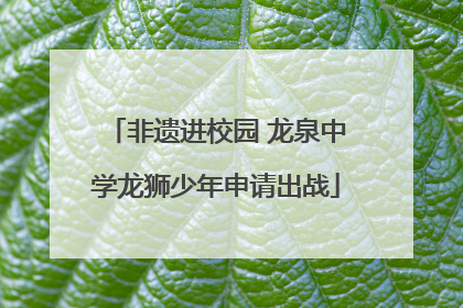 非遗进校园 龙泉中学龙狮少年申请出战