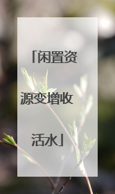 闲置资源变增收活水