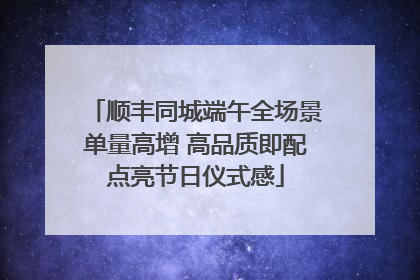 顺丰同城端午全场景单量高增 高品质即配点亮节日仪式感