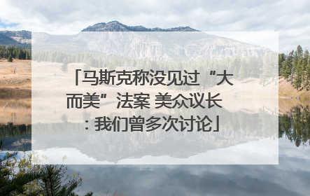 马斯克称没见过“大而美”法案 美众议长：我们曾多次讨论