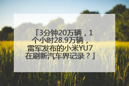 3分钟20万辆，1个小时28.9万辆，雷军发布的小米YU7在刷新汽车界记录？